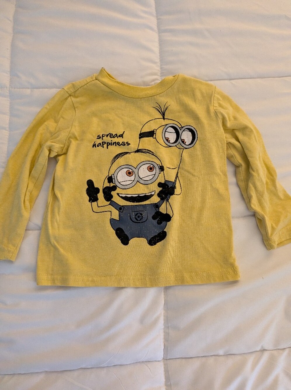 Kids Yellow Long-Sleeve Minion Graphic Tee